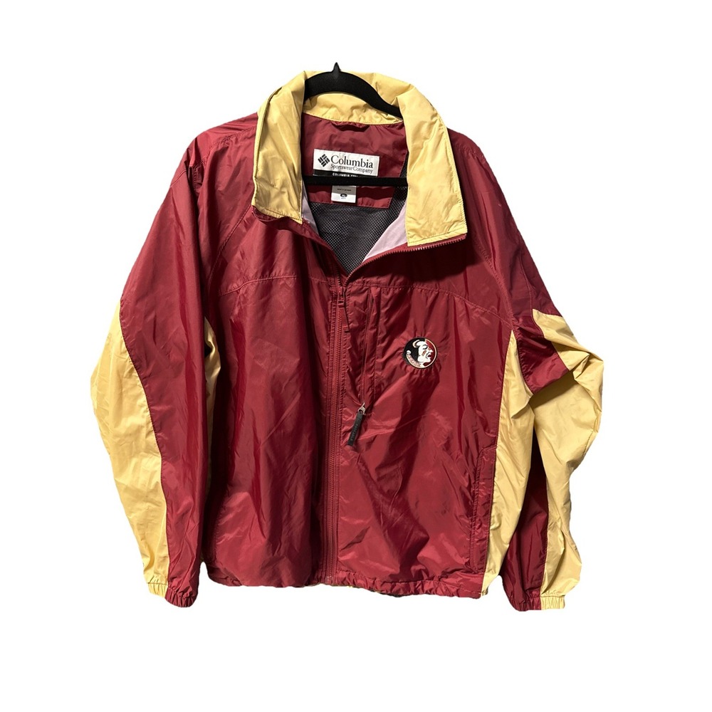 FSU Florida State University Columbia Windbreaker Garnet Gold Hooded Logo Zipper